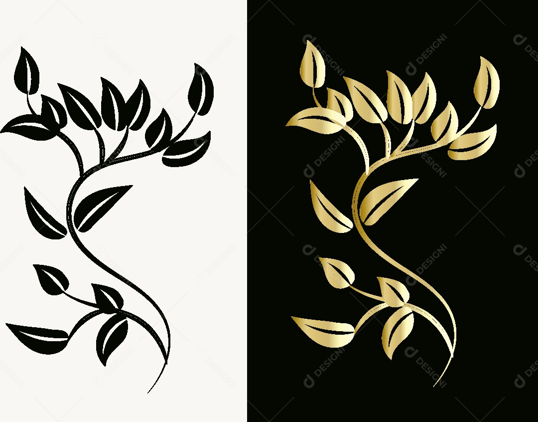 Desenho de Folhas Feito a Mão Vetor EPS