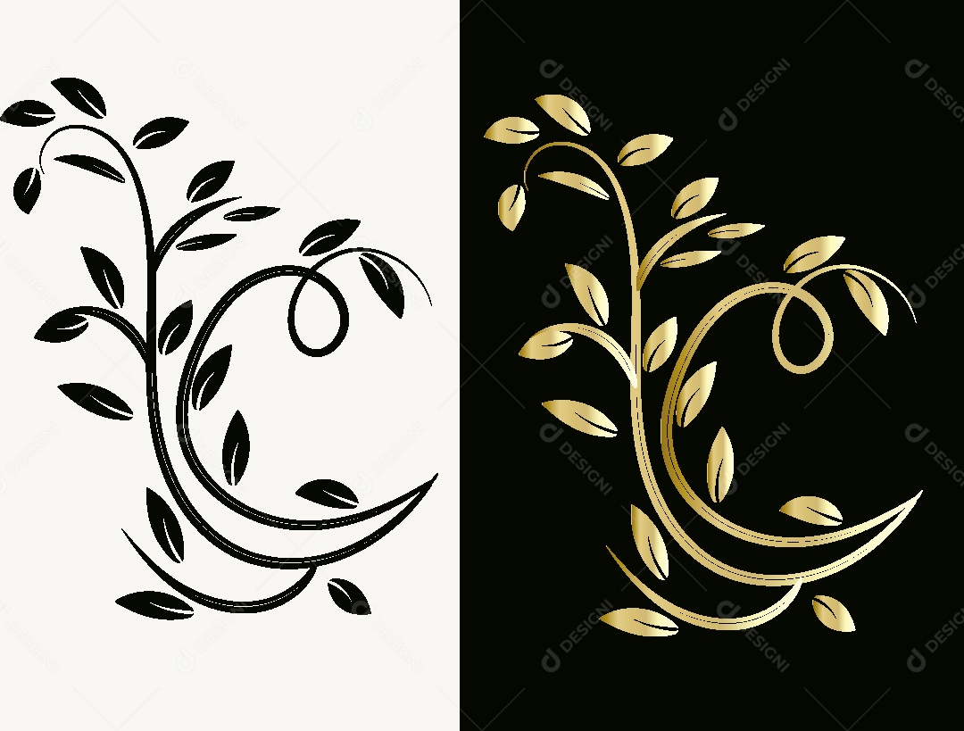 Desenho de Folhas Feito a Mão Vetor EPS