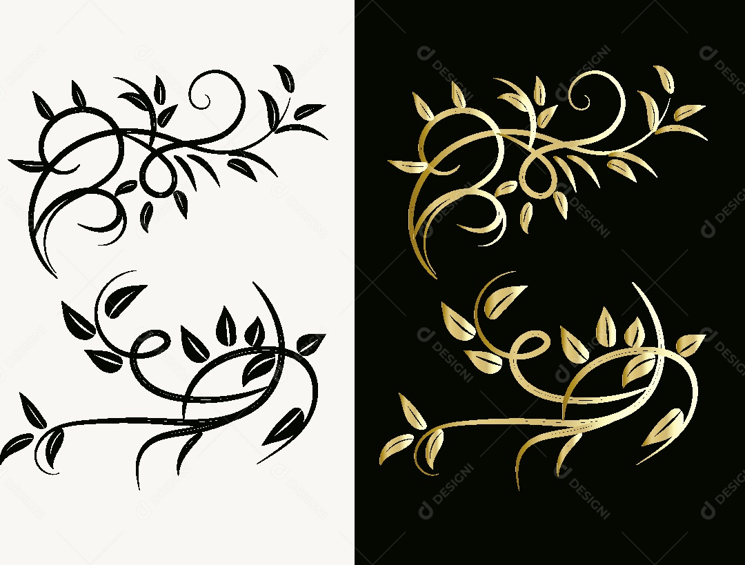 Desenho de Folhas Feito a Mão Vetor EPS