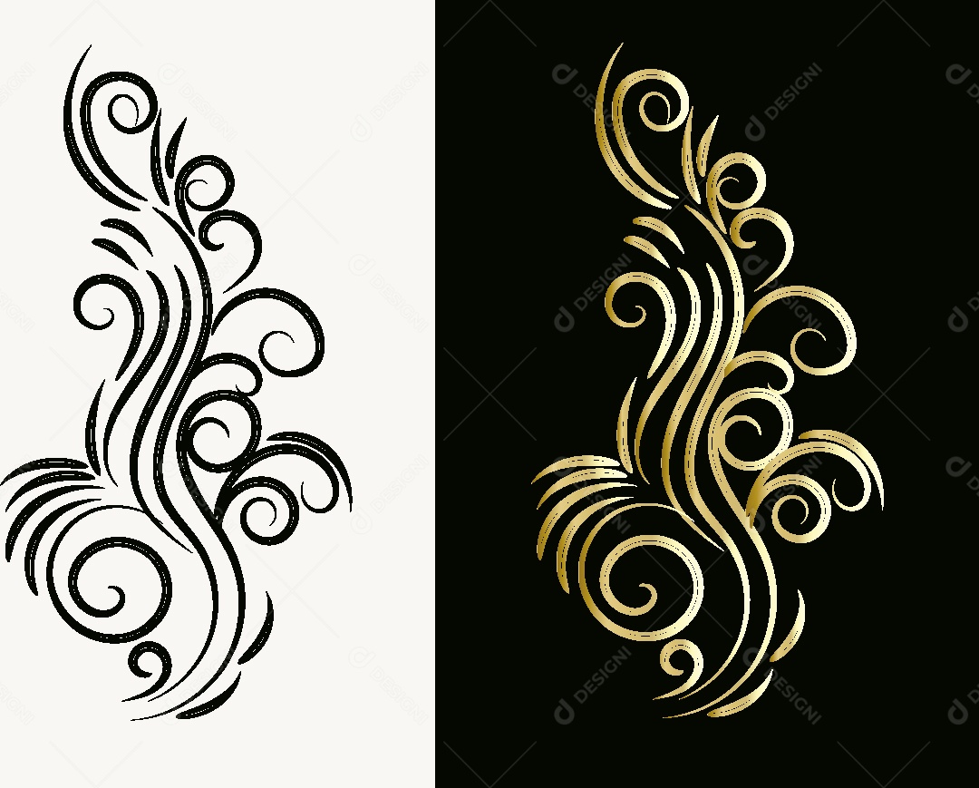 Desenhos Florais Feito a Mão Vetor EPS