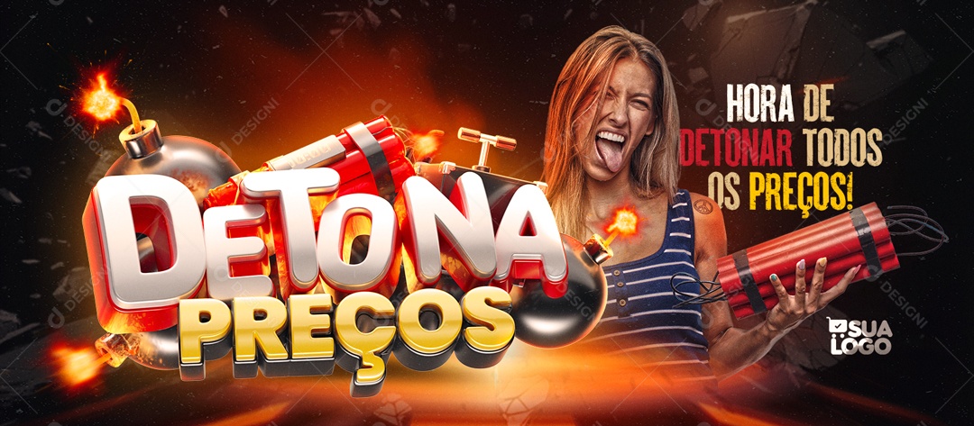 Banner Detona Preço Hora de Detonar todos os Preços Social Media PSD Editável