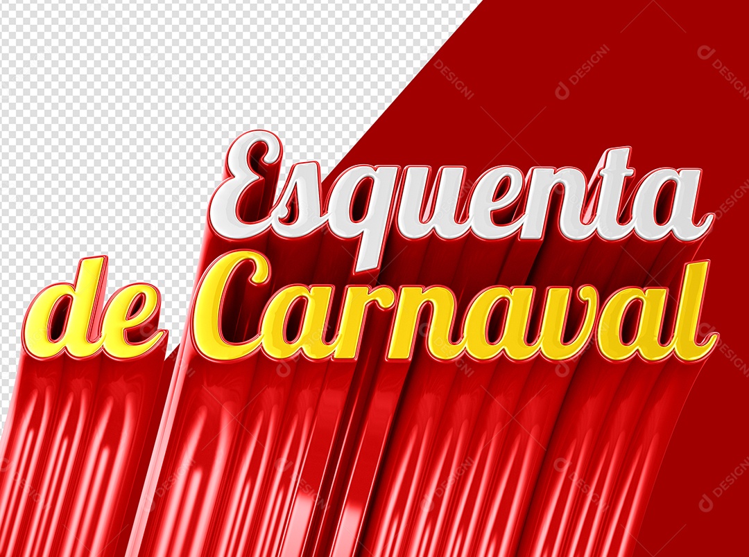 Esquenta de Carnaval Selo 3D Cinza Amarelo e Vermelho para Composição PSD
