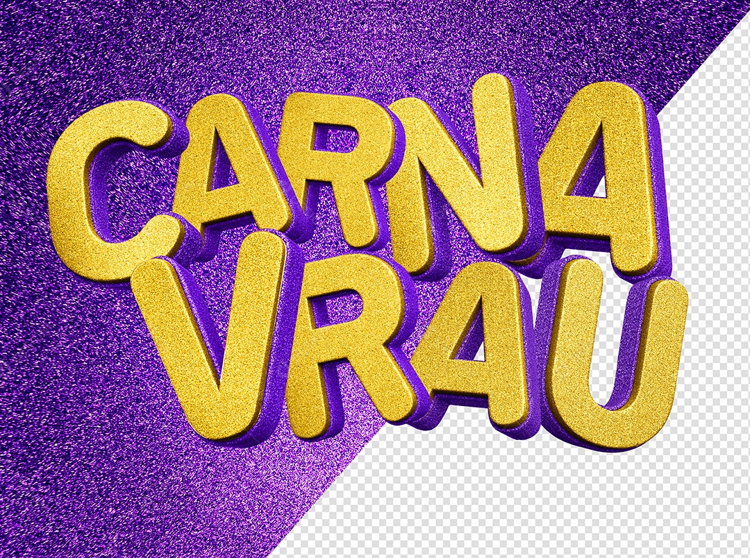 Carna Vrau Texto 3D Dourado e Roxo Composição PSD