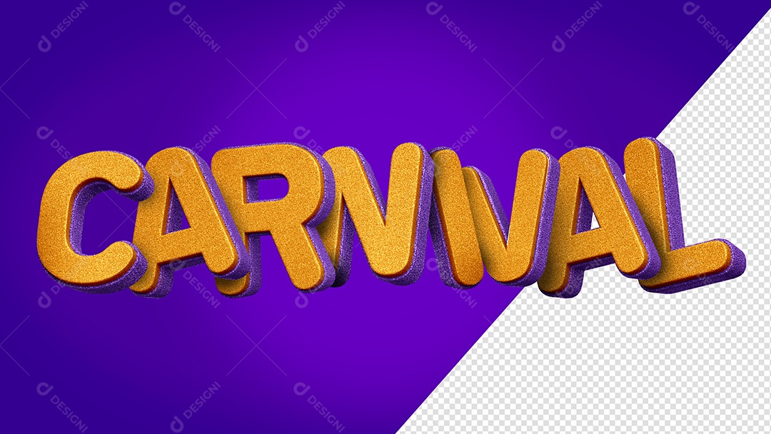 Carnival Texto 3D Laranja e Roxo Composição PSD