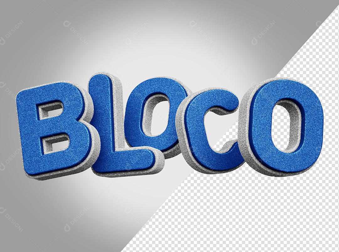 Bloco Texto 3D Azul e Cinza para Composição PSD