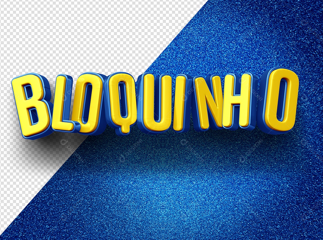 Bloquinho Texto 3D Amarelo e Azul para Composição PSD