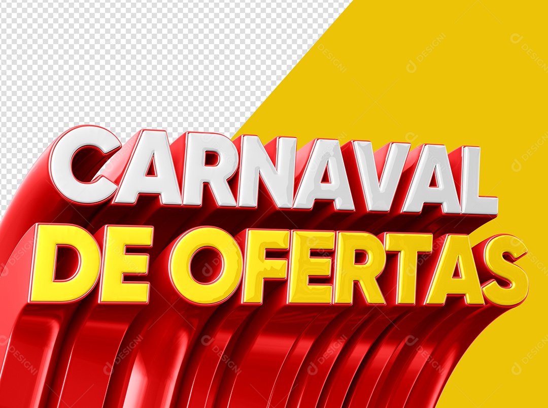 Carnaval De Ofertas Selo 3D Branco Amarelo e Vermelho para Composição PSD