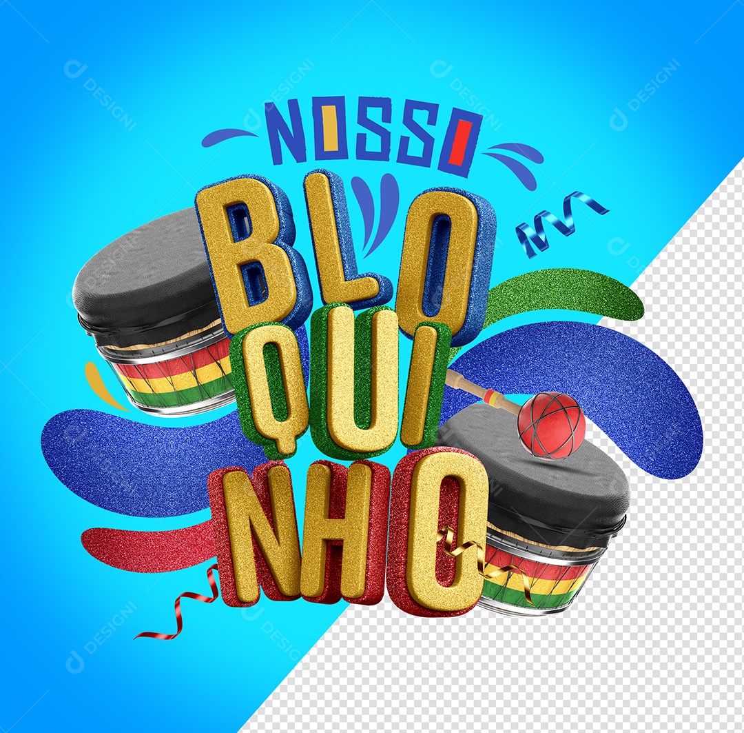 Nosso Bloquinho Selo 3D Colorido para Composição PSD