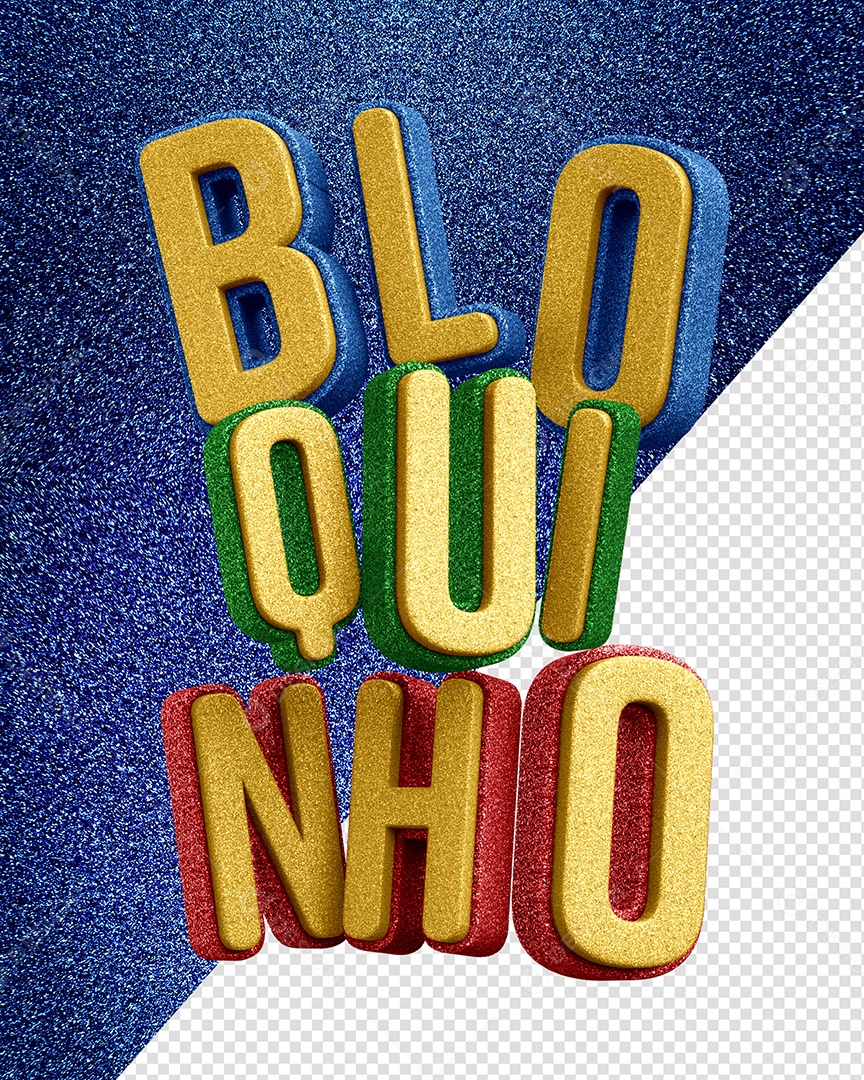 Bloquinho Texto 3D Colorido para Composição PSD