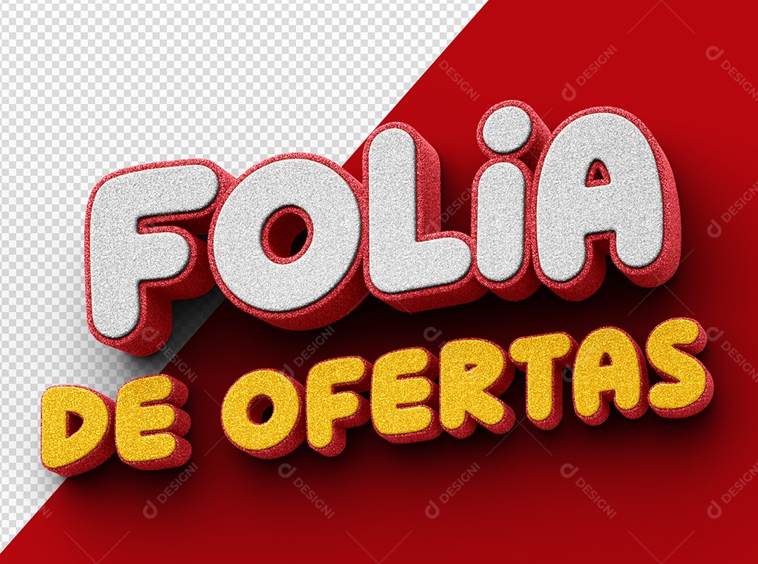 Folia De Ofertas Texto 3D Cinza Vermelho e Dourado para Composição PSD