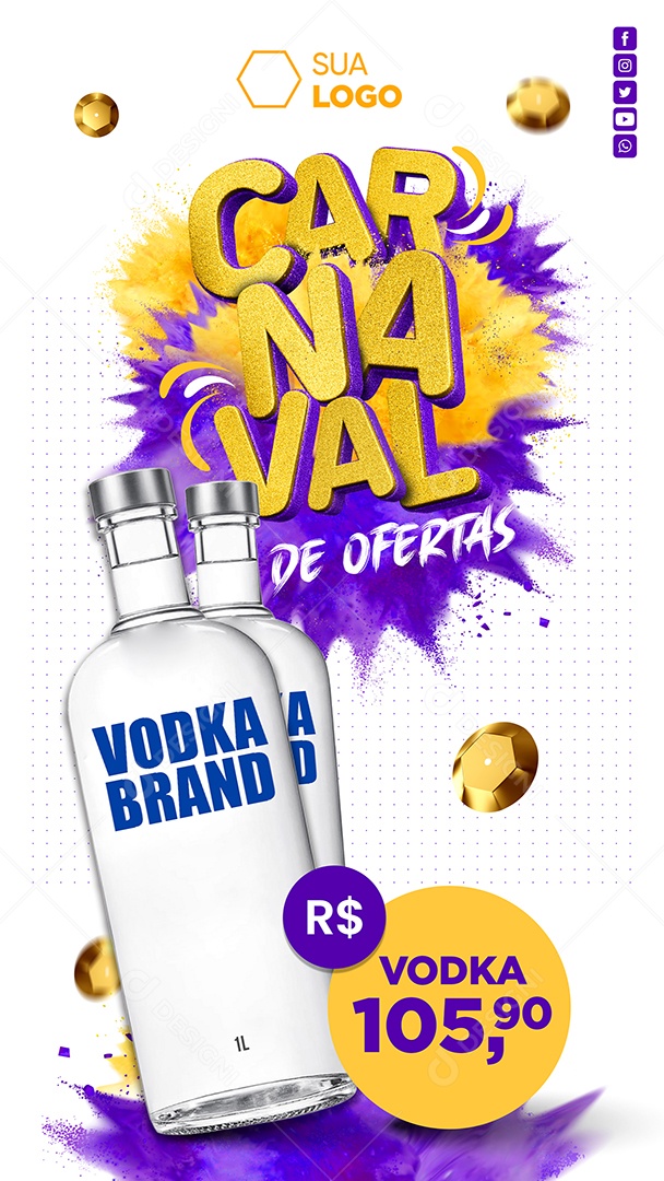 Story Carnaval de Ofertas Vodka Brand Social Media PSD Editável