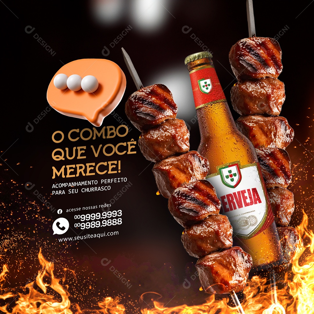 Churrascaria O Combo que Você Merece Social Media PSD Editável