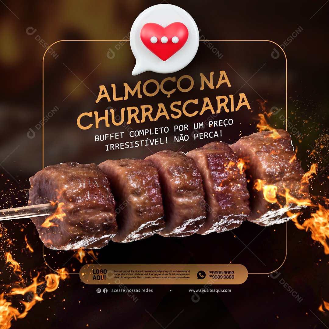 Almoço na Churrascaria Buffet Completo Social Media PSD Editável