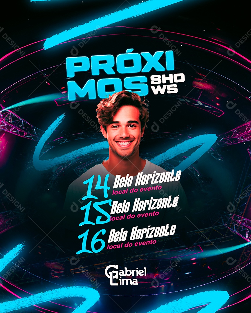 Flyer Próximos Shows Gabriel Lima Social Media PSD Editável