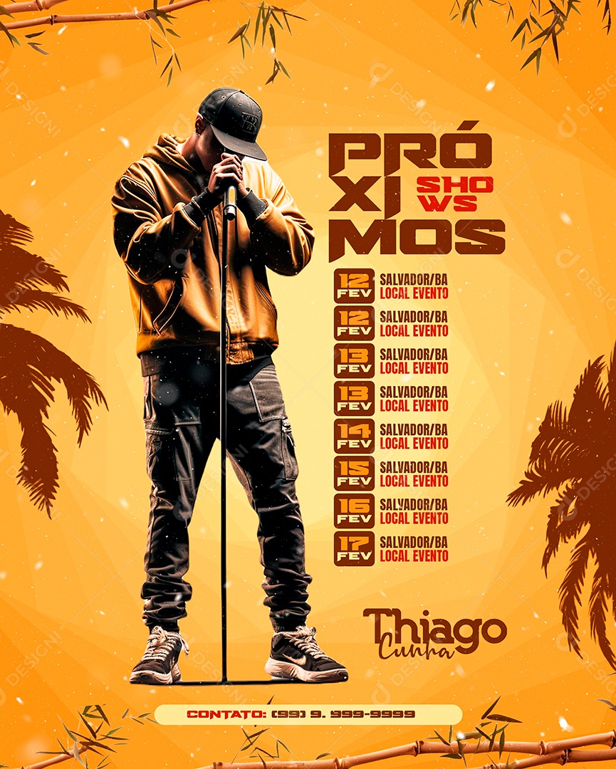 Flyer Próximos Shows Thiago Cunha Social Media PSD Editável