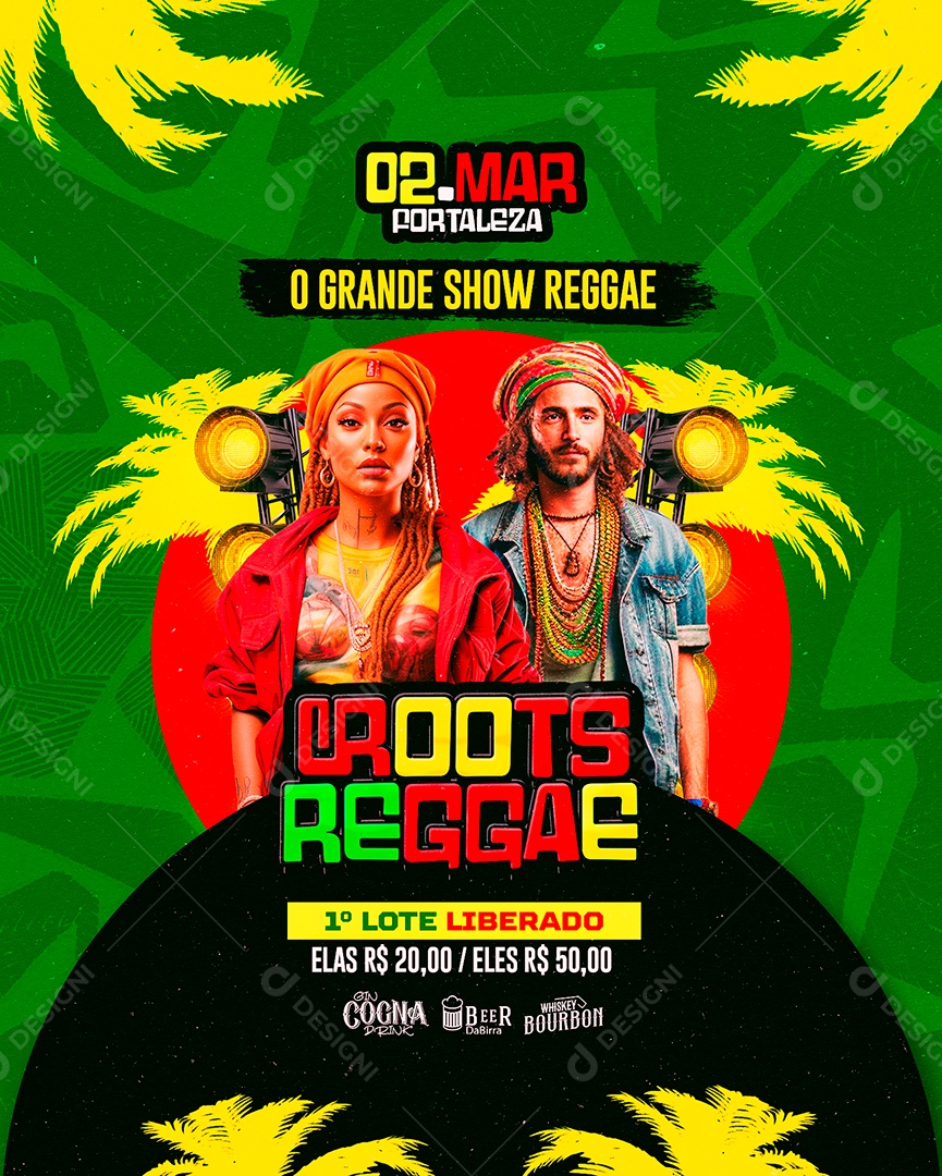 Flyer O Grande Show Croots Reggae Social Media PSD Editável