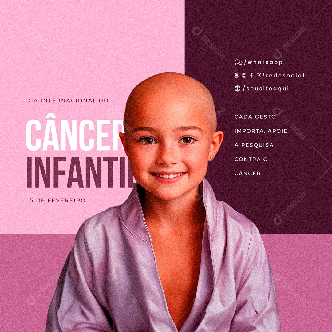 Dia internacional do Câncer Infantil 15 De Fevereiro Apoie Social Media PSD Editável