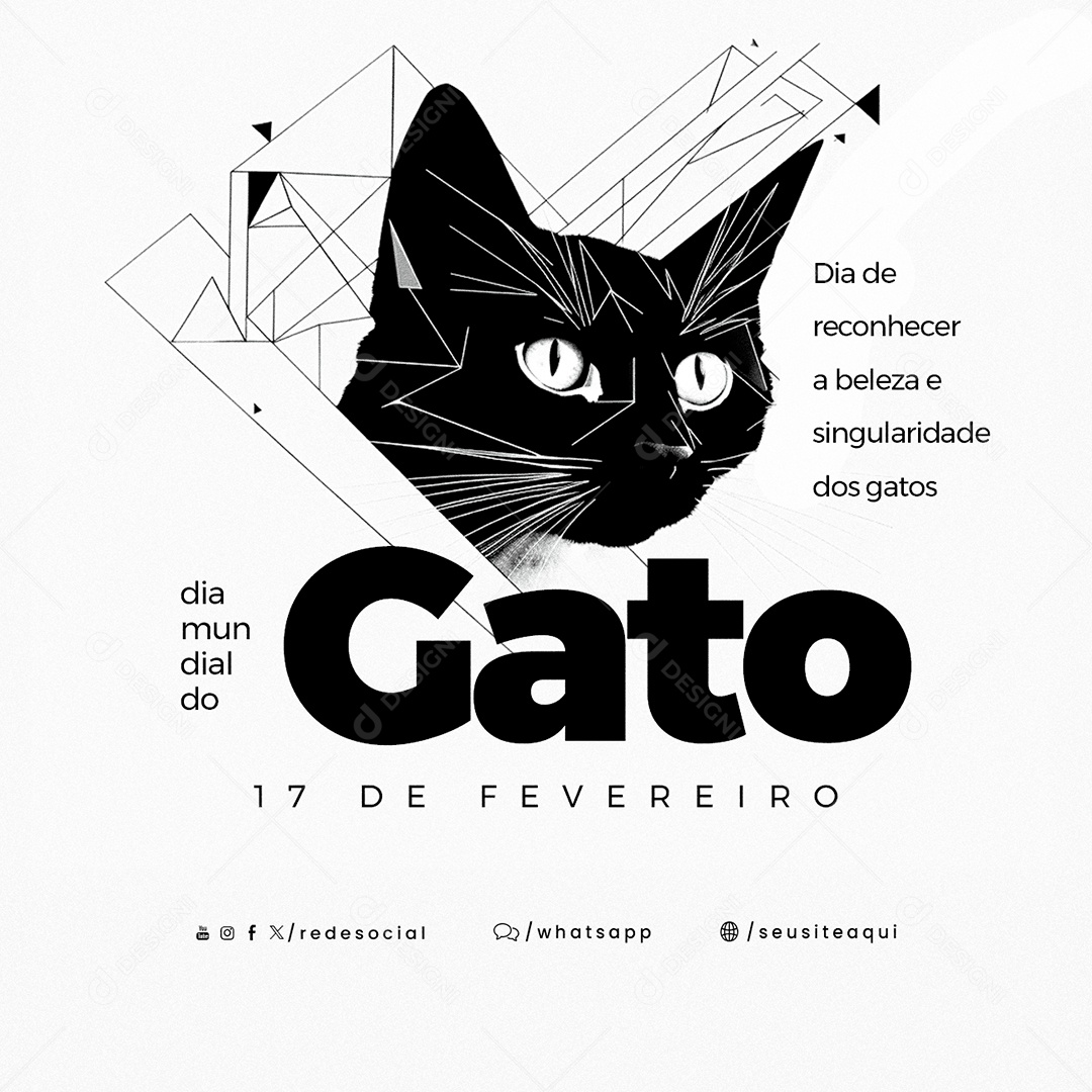 Dia Mundial Do Gato 17 De Fevereiro Dia de reconhecer a beleza Social Media PSD Editável