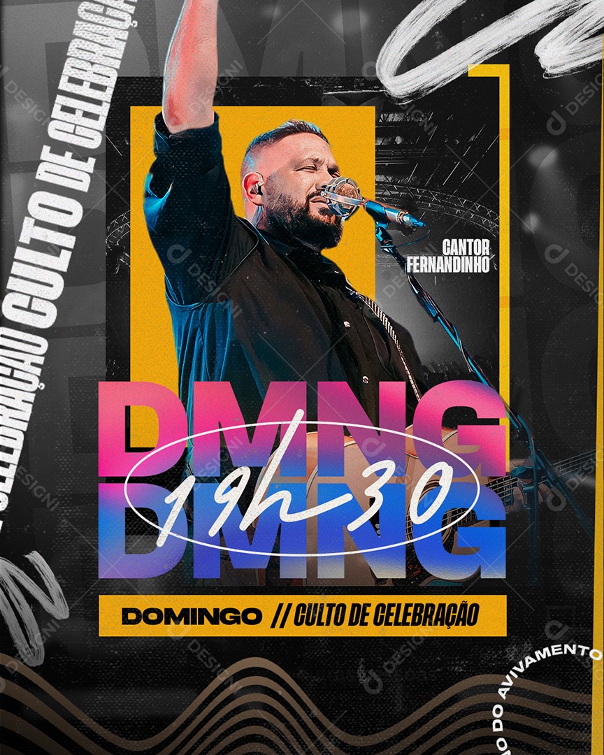 Social Media Flyer Igrejas Culto de Celebração PSD Editável