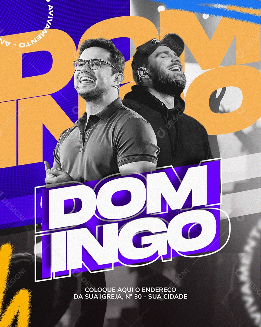 Social Media Flyer Igrejas Culto de Domingo PSD Editável