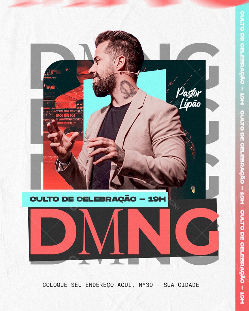 Social Media Flyer Igrejas Culto de Celebração PSD Editável