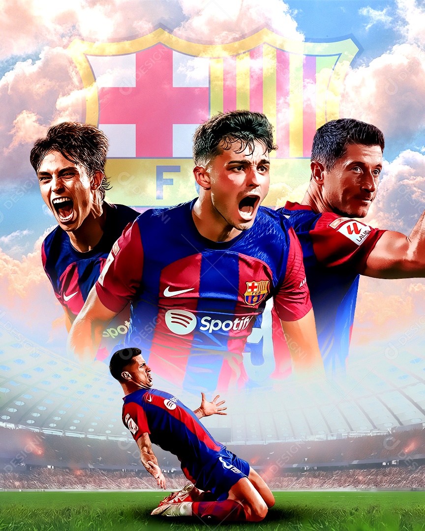 Social Media Barcelona Jogadores PSD Editável