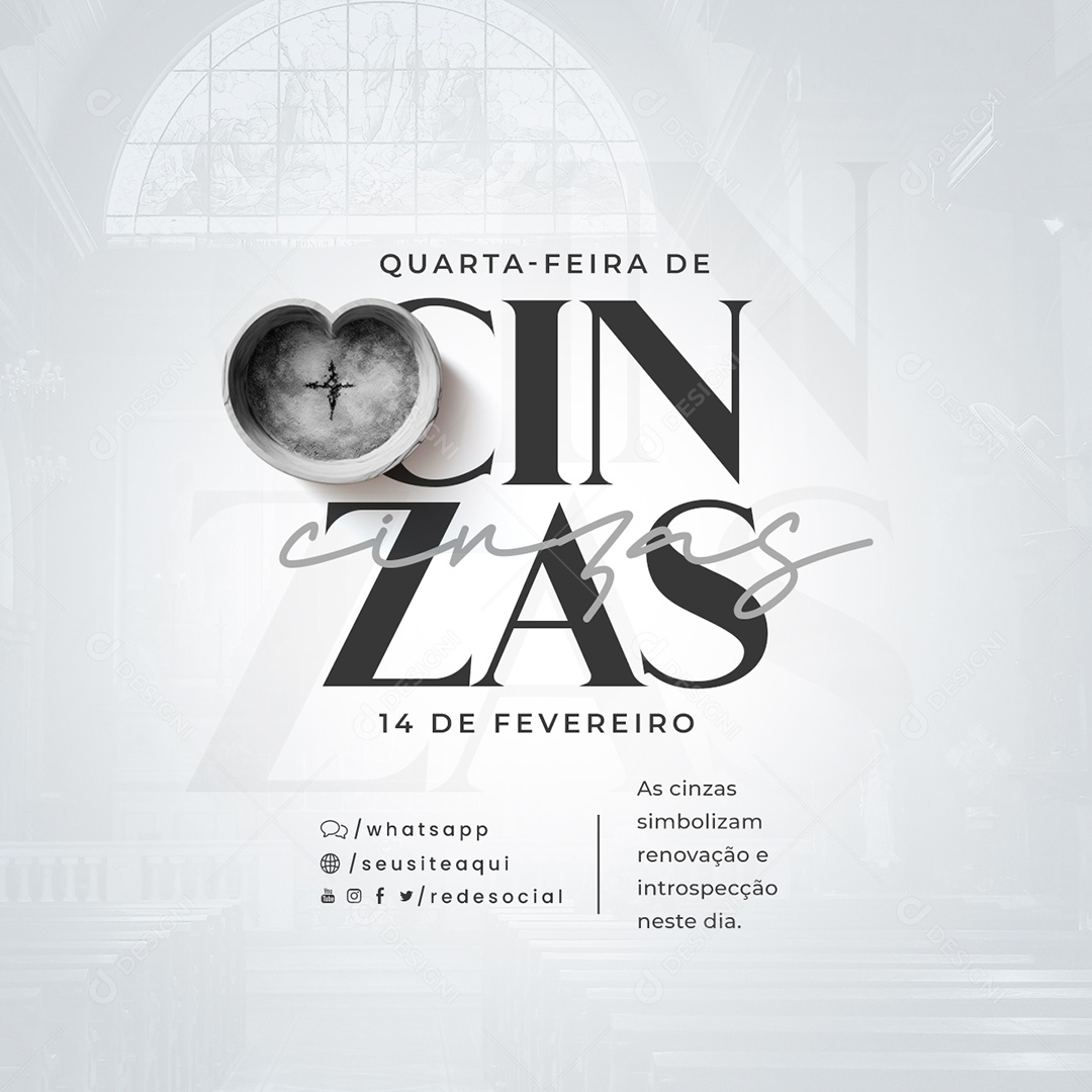 Quarta Feira de Cinzas 14 De Fevereiro Social Media PSD Editável