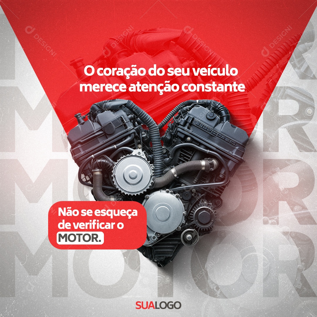 Oficina Mecânica O coração do seu veículo merece atenção constante Social Media PSD Editável