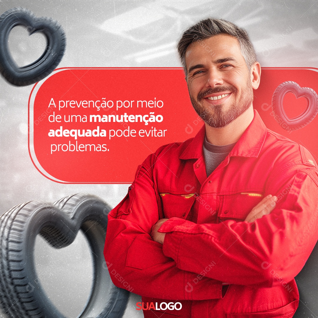 Oficina Mecânica A prevenção por meio de uma manutenção Social Media PSD Editável