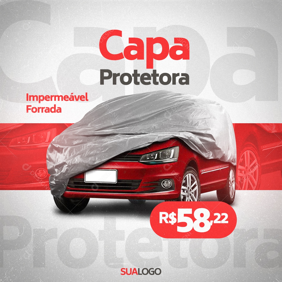 Oficina Mecânica Capa protetora Impermeável Forrada Social Media PSD Editável