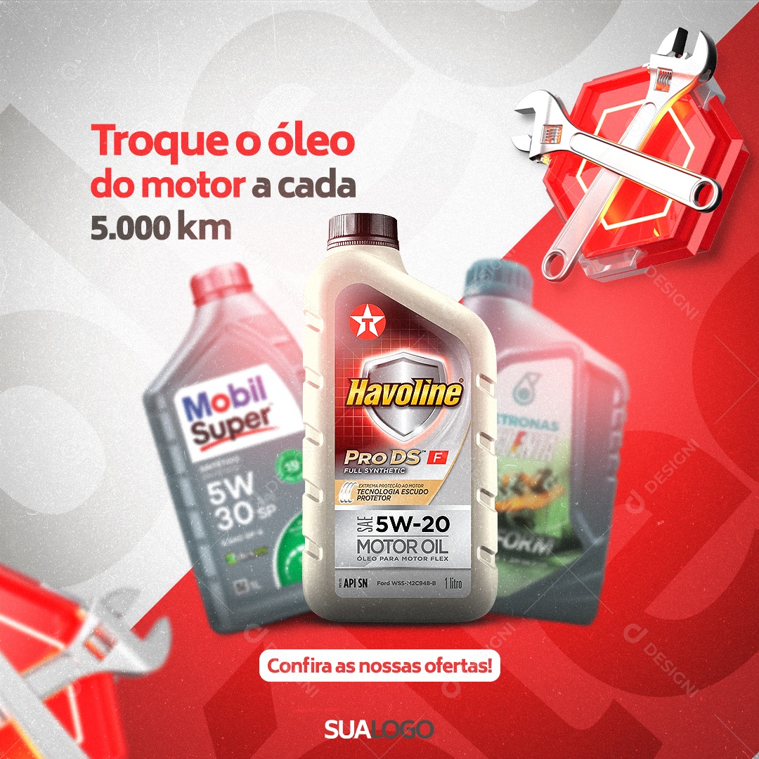 Oficina Mecânica Troque o óleo do motor Confira as nossas ofertas Social Media PSD Editável