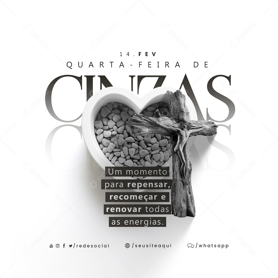 Quarta Feira de Cinzas 14 De Fevereiro Um momento para repensar Social Media PSD Editável