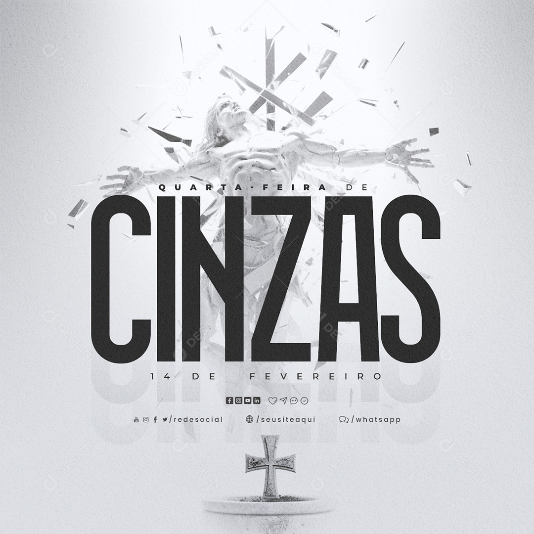 Quarta Feira de Cinzas 14 De Fevereiro Social Media PSD Editável