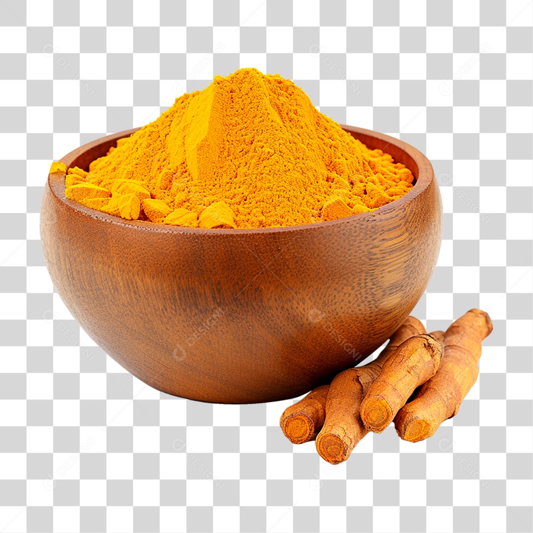 Tigela com Cúrcuma em Pó PNG Transparente