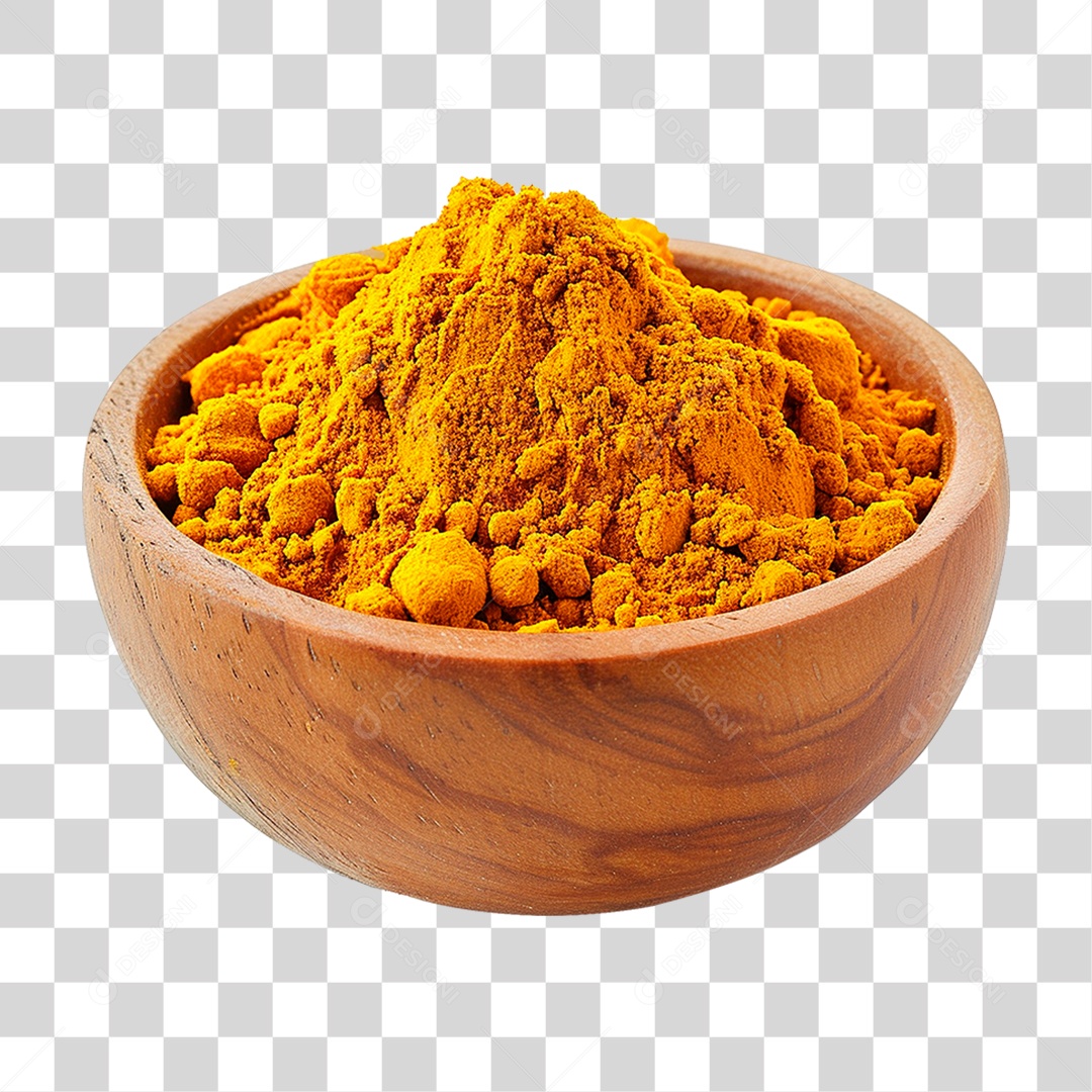 Tigela com Cúrcuma em Pó PNG Transparente