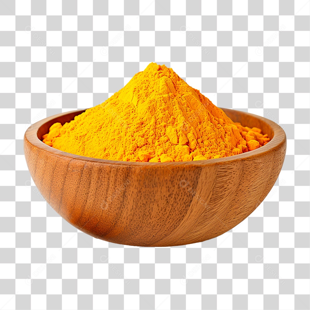 Tigela com Cúrcuma em Pó PNG Transparente