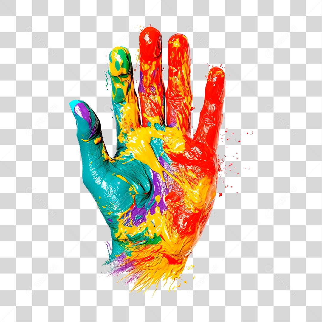 Mão Colorida PNG Transparente