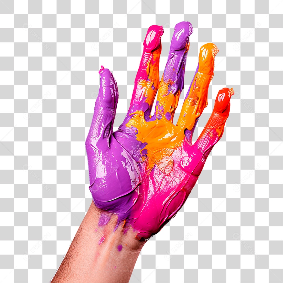 Mão Colorida PNG Transparente
