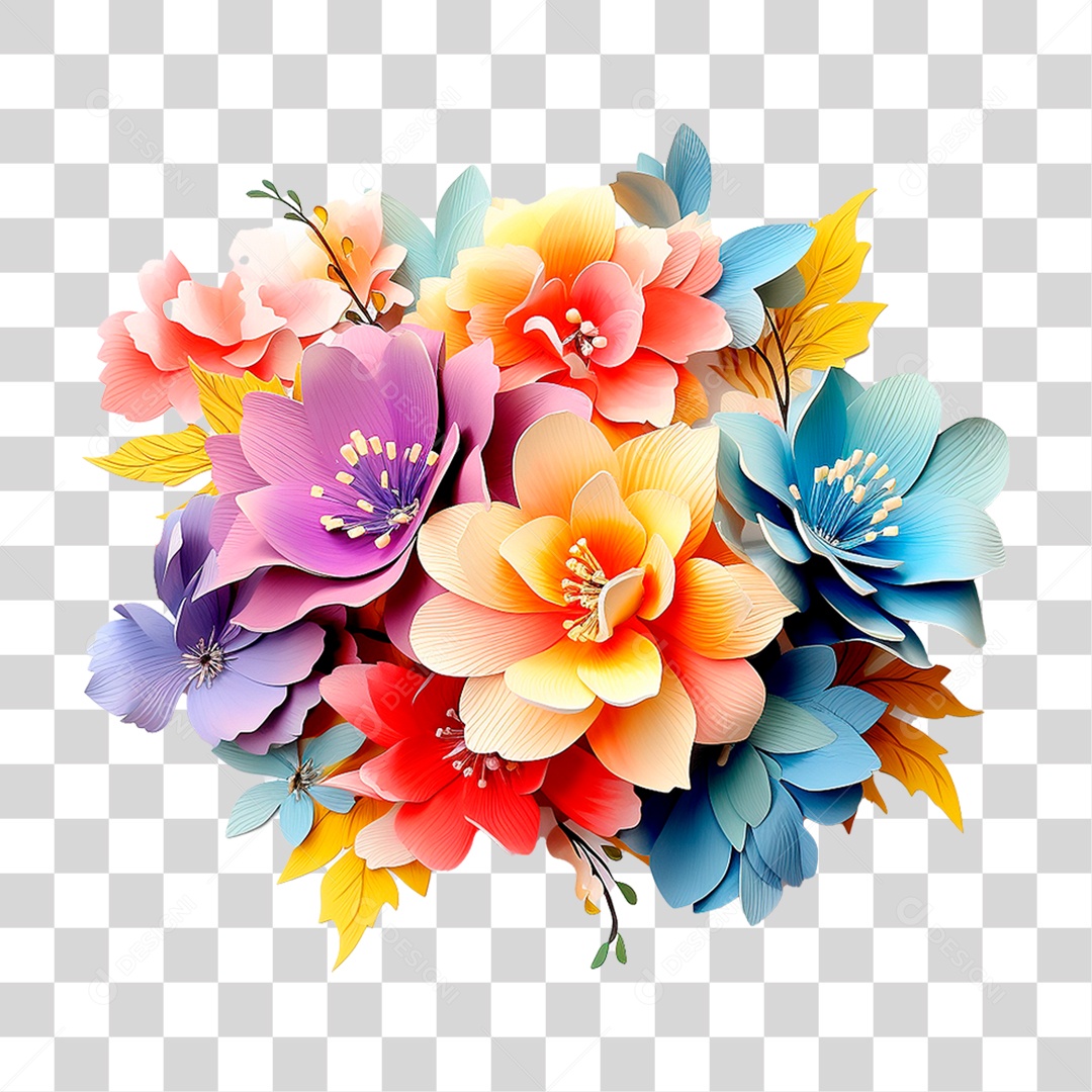 Flores Coloridas PNG Transparente