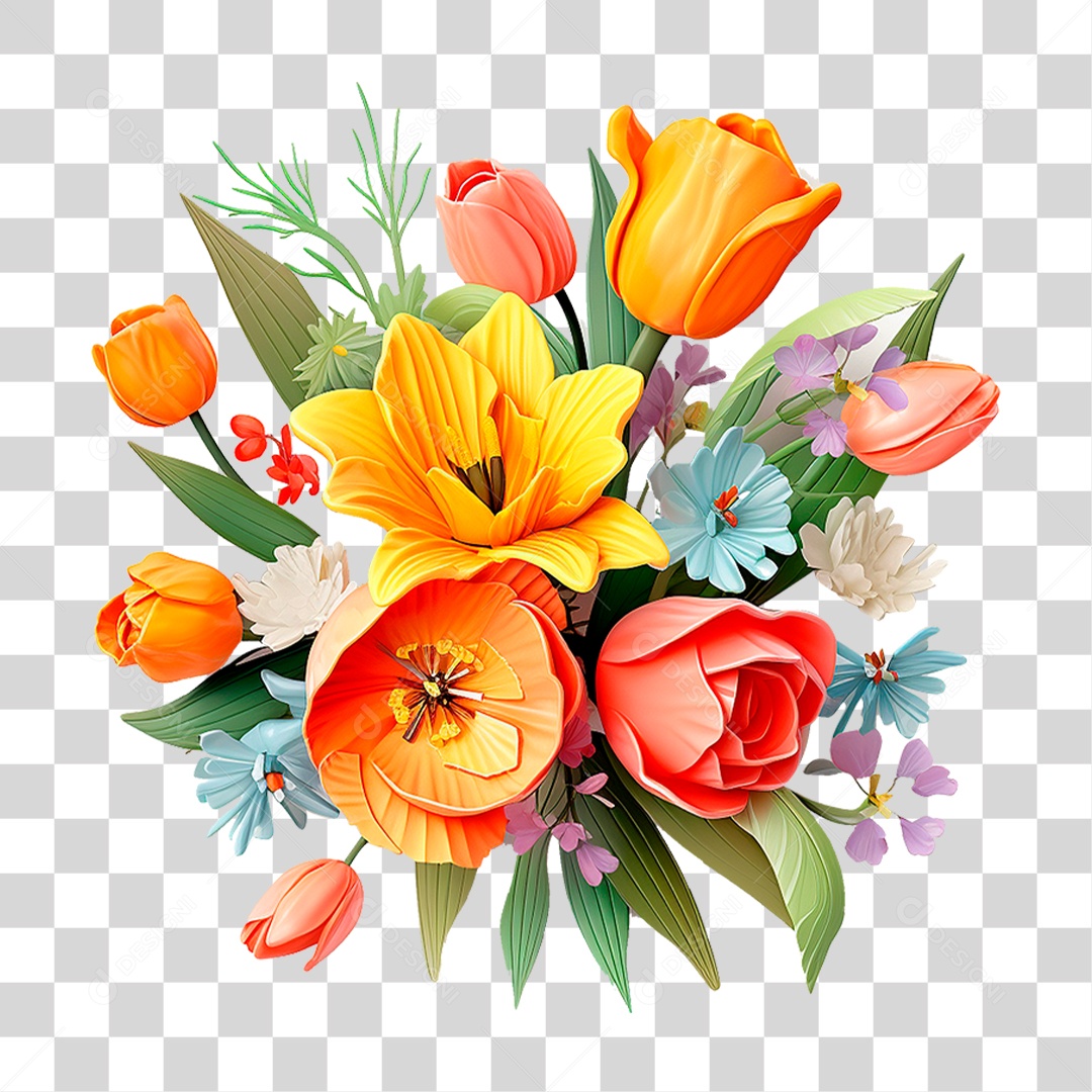 Flores Coloridas PNG Transparente