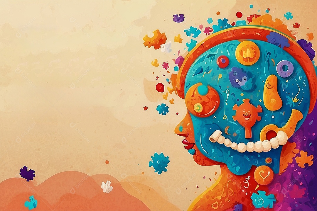 Modelo do Dia do Autismo para mídias sociais com cores vibrantes e brilhantes Ia generativa