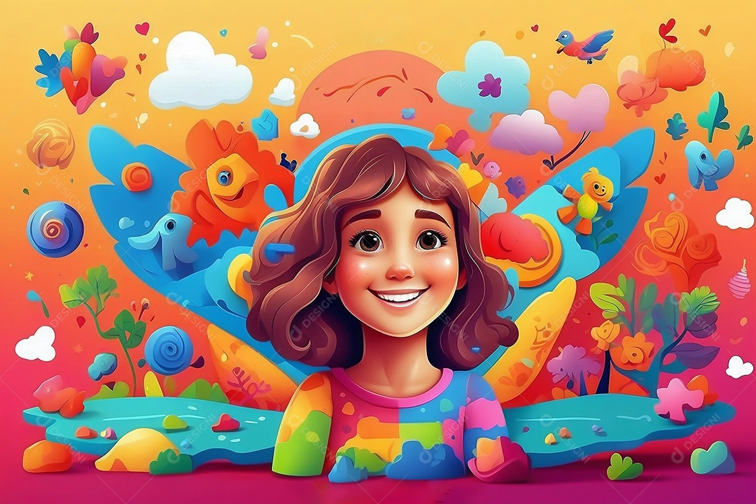 Modelo de dia do autismo para redes sociais com crianças vibrantes bores brilhantes espaço para Texto IA  generativa