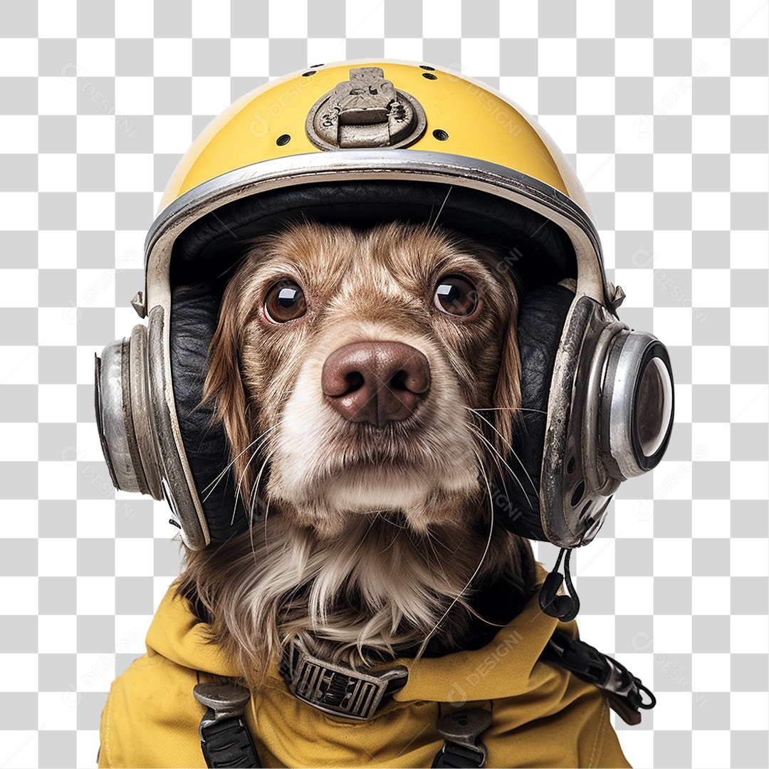 Cachorro Usando Capacete de Segurança PNG Transparente