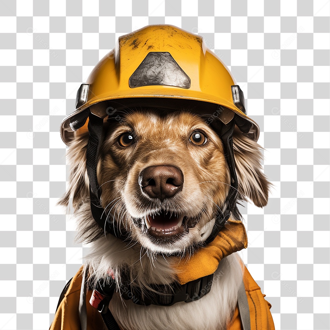 Cachorro Usando Capacete de Segurança PNG Transparente