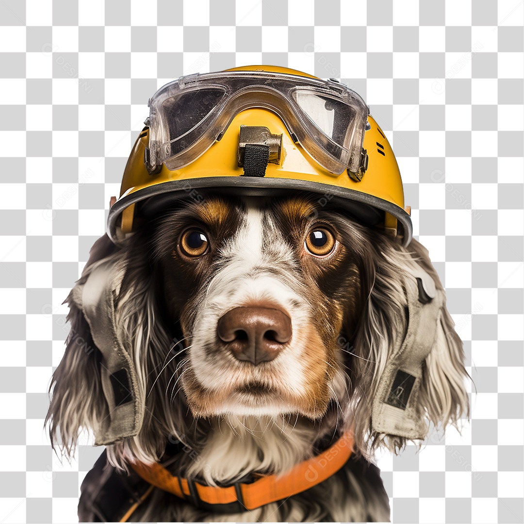 Cachorro Usando Capacete de Segurança PNG Transparente