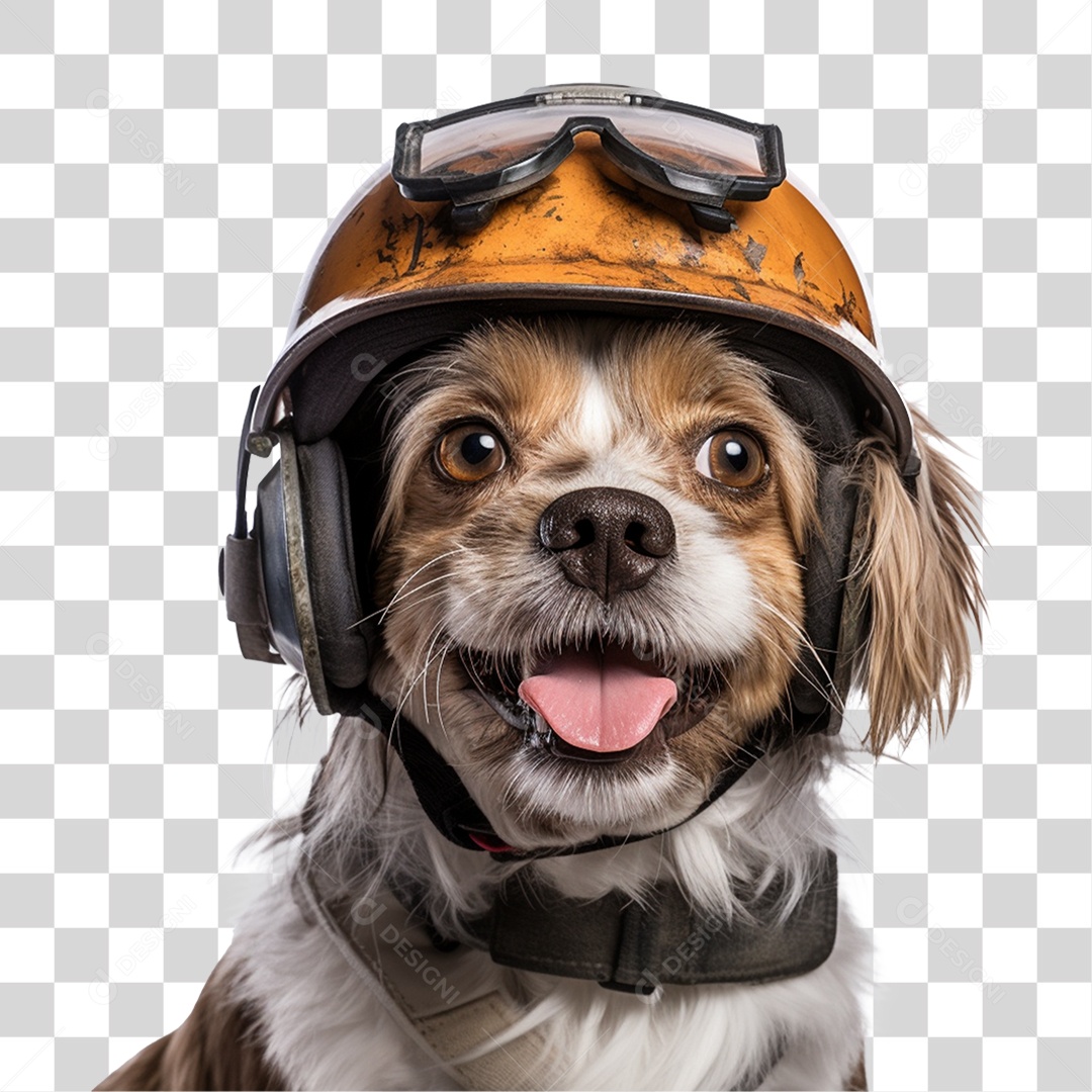 Cachorro Usando Capacete de Segurança PNG Transparente