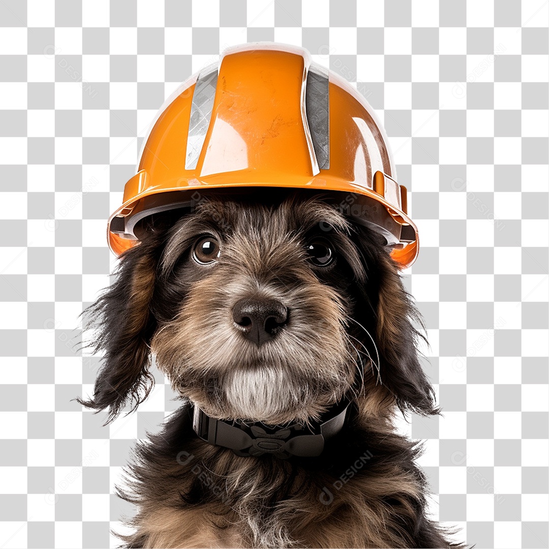 Cachorro Usando Capacete de Segurança PNG Transparente