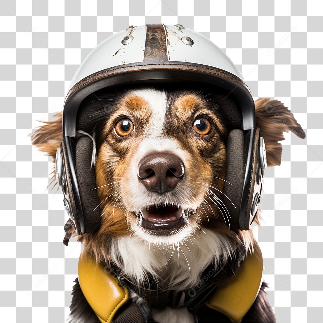 Cachorro Usando Capacete de Segurança PNG Transparente