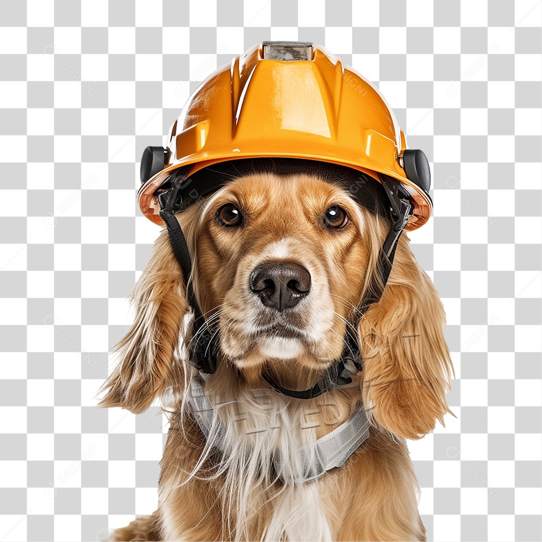Cachorro Usando Capacete de Segurança PNG Transparente