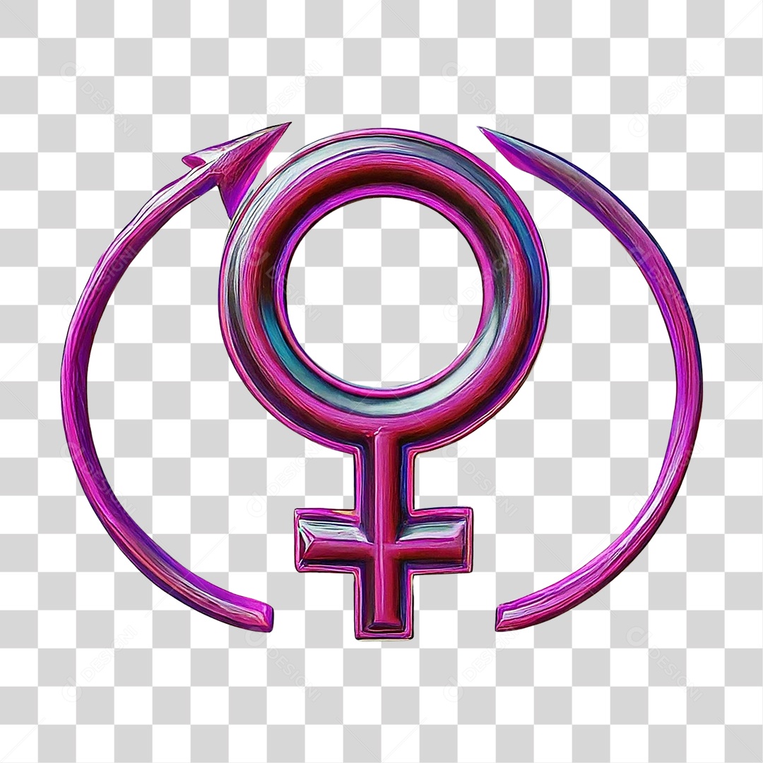 Símbolo Rosa 3D Feminino Cruz PNG Transparente
